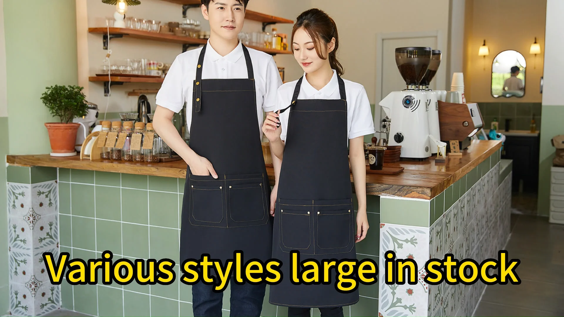 Restaurant Cooking Embroidered Aprons for Women Waterproof