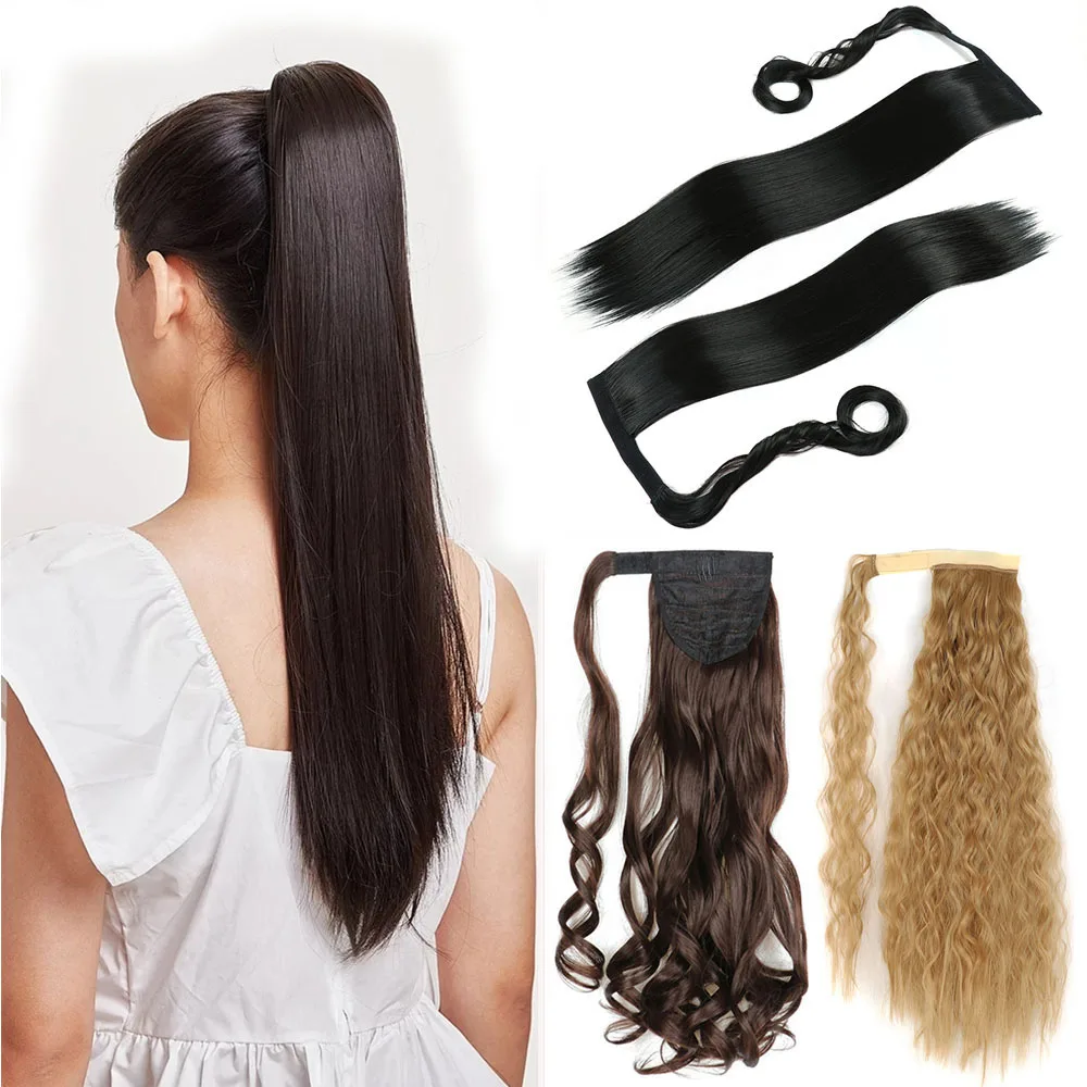 24 Inch 100g Synthetic Long Straight Wrap Around Clip In Ponytail Hair  Extension Clamp Heat Reistan Pony Tail Hair - Buy Ponytails Hair Extension,Long  Ponytail Hair Extensions,Ponytail Hair Extensions Synthetic Product on