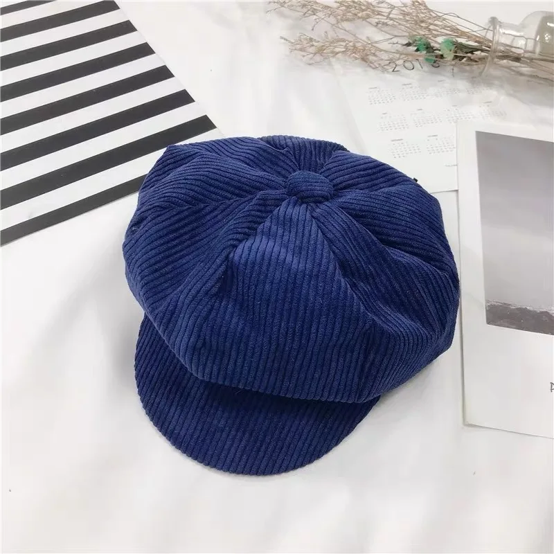 Осенние винтажные вельветовые береты, шапки для детей, Повседневные шапки и кепки для детей