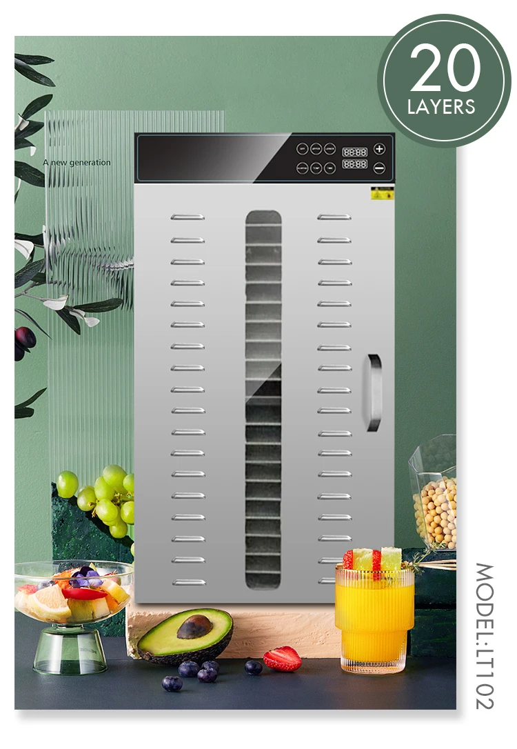 20 Tray Food Dehydrator With Electrical Heating Elements And Touch