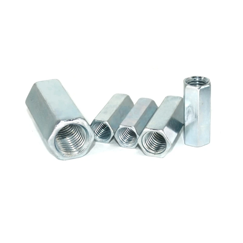 Durable in use DIN6334 M8*1.25 M10*1.5 Blue White Zinc Plated Hexagon Coupling Nuts