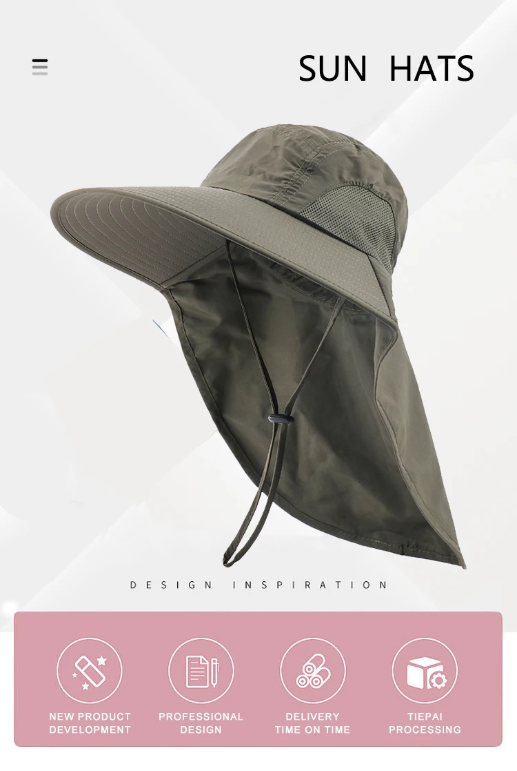 Summer Upf 50+ Sun Hat Women Men Waterproof Bucket Hats With Neck Flap ...