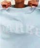 Sky Blue, blue letters with white edge