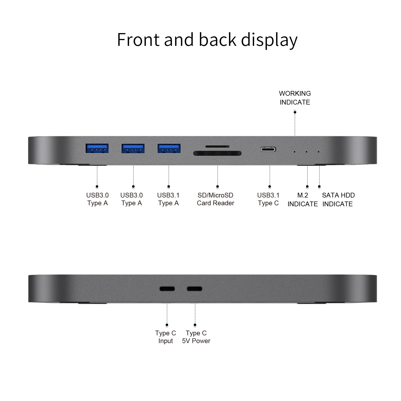 MC25 PRO Abu-abu Mac Mini Hub untuk Apple M1 Usb Card Reader Ssd Tipe C  Hub dengan Penutup Hard Drive