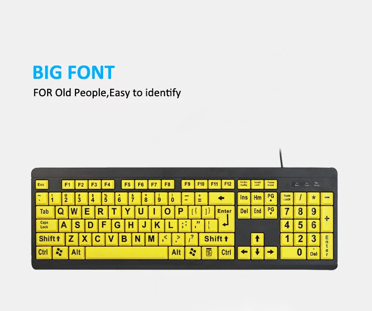 Large Print Computer Keyboard High Contrast Black and White Keys Makes ...
