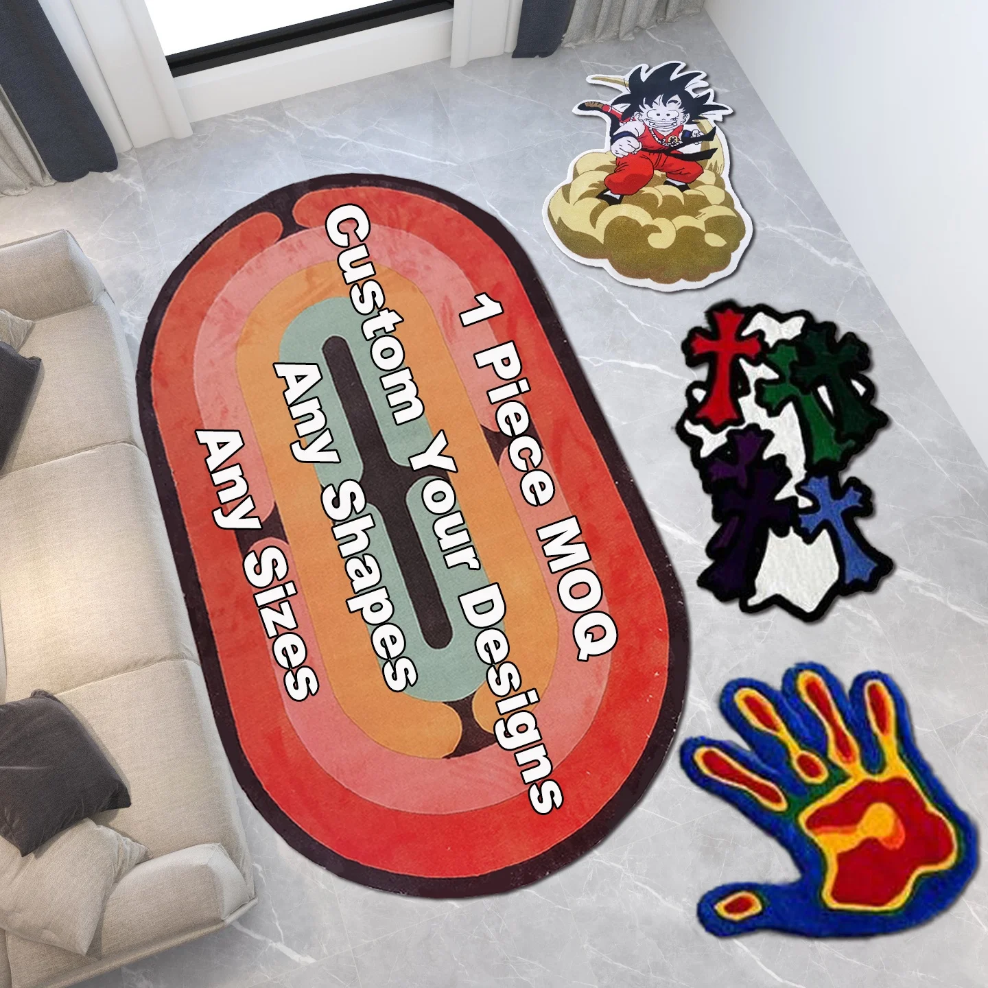 キャラクターラグマシン洗えるふわふわアニメカーペットとリビング