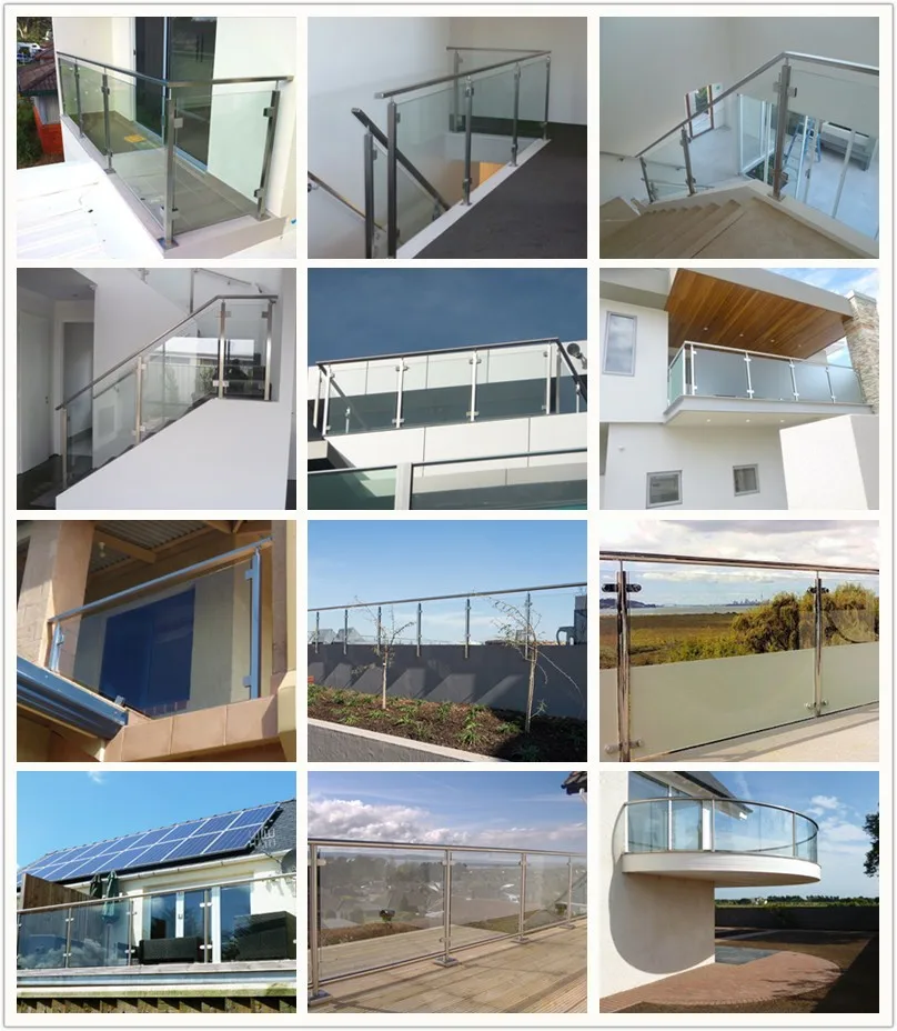 Hot Sale Stainless Steel Satin Finish Baluster Glass Design Railings Stairs/Balcony Glass Banister manufacture