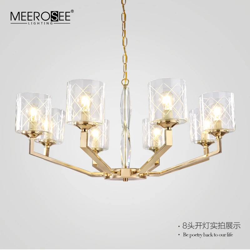 Meerosee 2021 Good price Pendant Lamp Iron Chandelier with Glass Shade Modern Chandelier MD86752