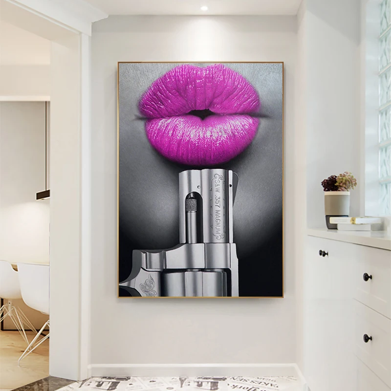 Wholesale Modern canvas painting sexy purple lips wall art printing poster  for living room home decoration picture no frame From m.