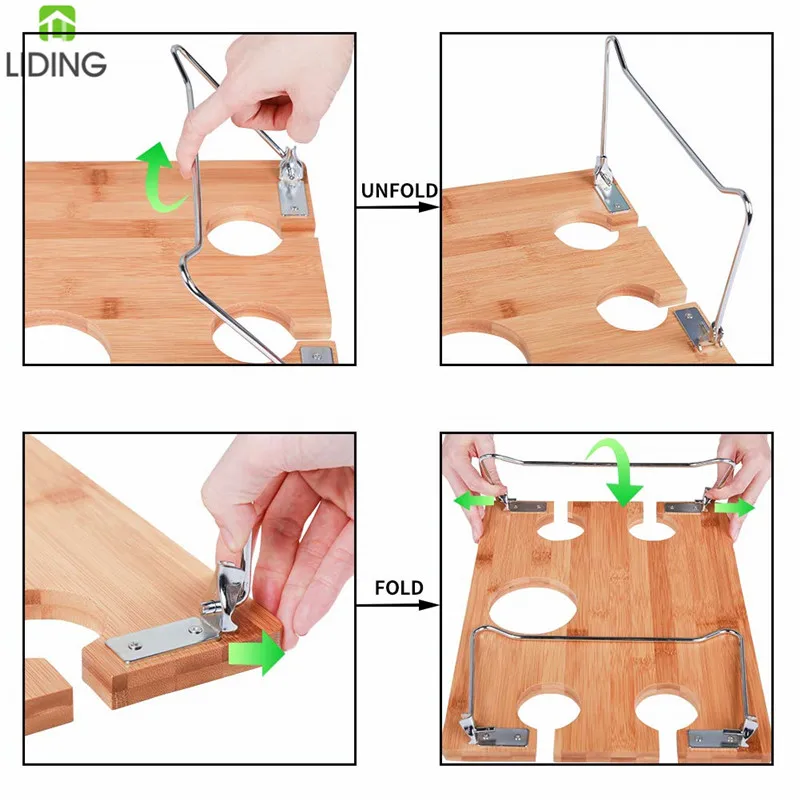 
Бамбуковый стол для вина и закусок, портативный винный стол для пикника 