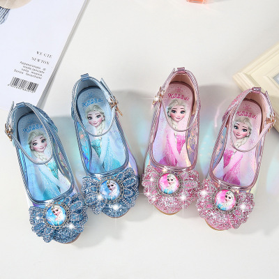 
Модные вечерние блестящие свадебные туфли для маленьких детей, танцевальные туфли на высоком каблуке для девочек 