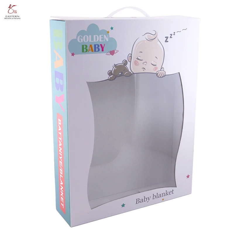 Good Quality Digital Printing Baby Blanket Paper Box Pack Bedding Quilt Pillow Cookware Fold Shipping Carton Box with Handle