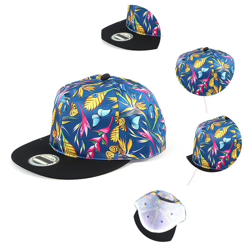 Armycrew Hawaiian Tropical Floral Snapback Cap – Black With Colorful Floral Print, Square Flat Bill, One Size Fits Most - View #8