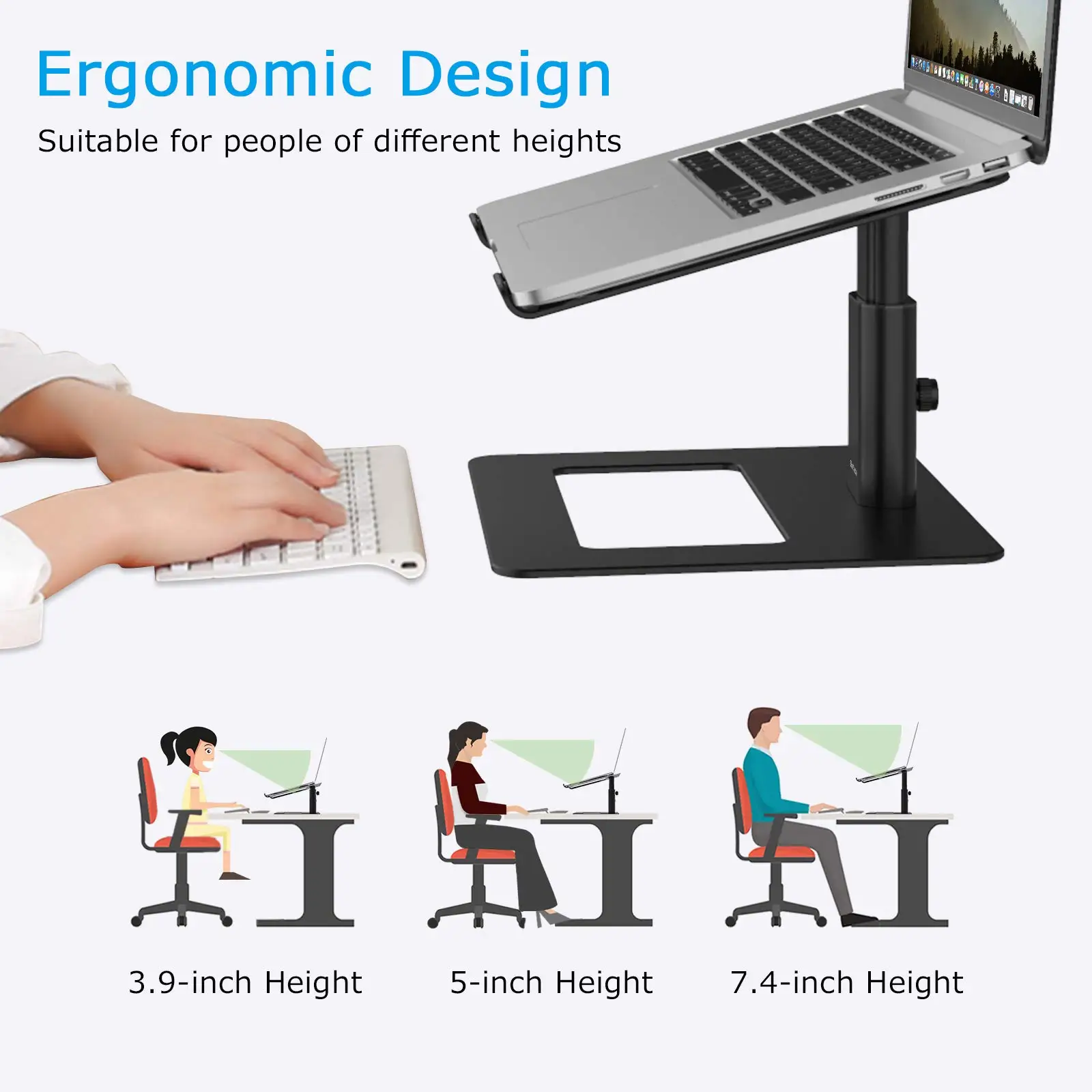 Con il suo design portatile e pieghevole, il supporto per laptop CABLETIME è la soluzione perfetta per lavorare mentre sei in movimento. Supporta tutti i laptop/tablet da 10-16 pollici