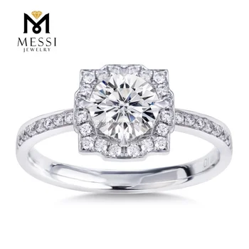 Messi Gold Jewelry 14k white gold price 1carat diamond moissanite ring for Thailand