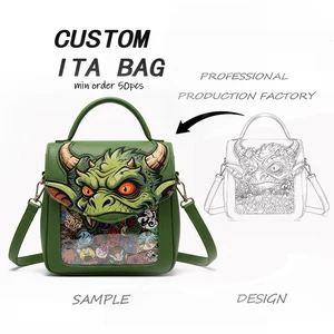 Hot Sale Game Player Terrifying Monster Shape Ita Bag Embroidery Designer Itabag Pins Insert Custom Ita Crossbody Bag