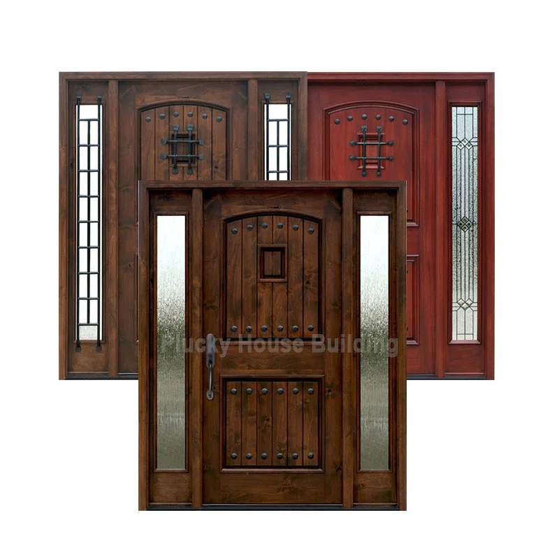 Modern Wood Main Gate Design Exterior Glass Wood Door for Entry