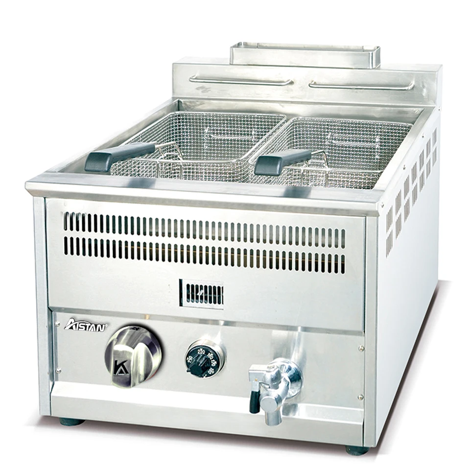 GF71A Commercial Restaurant Adjustable 8L LPG Gas Deep Fryer With Temperature  Control