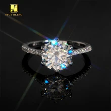 Iced Out Jewelry Diamond Wedding Rings Women 925 Silver 9mm 6Prongs Round Brilliant Cut Moissanite Engagement Ring For Women