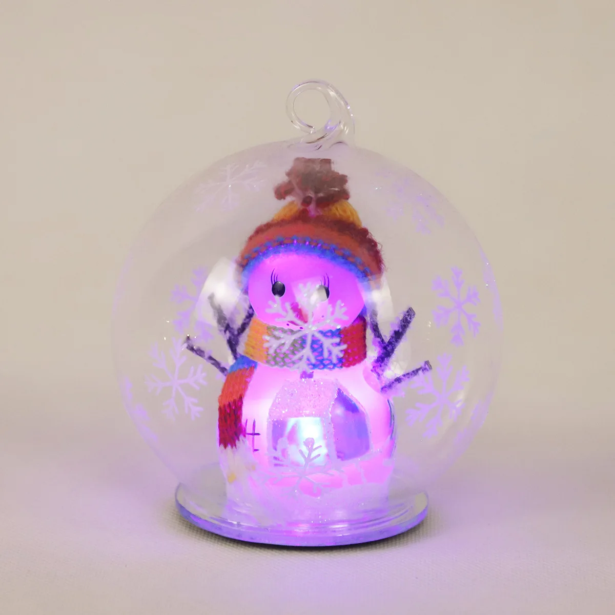 Outdoor LED Lights Shatterproof Glass Led Set Christmas Ball Snowman Custom Christmas Hanging Led Light Hollow Transparent