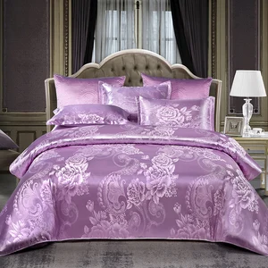 Factory Price Jacquard Printed Satin Bedding Bedsheet  Bedding Set Duvet Cover Polyester Fabric Home Textile Bedding