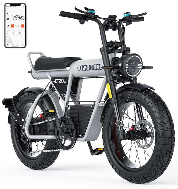 EU UK US Coswheel CT20S Electric Snow Bicycle 48V 2000W Motor 27.5AH Fat Tire Off Road 7 Speed 2 Seats Electric City Bike