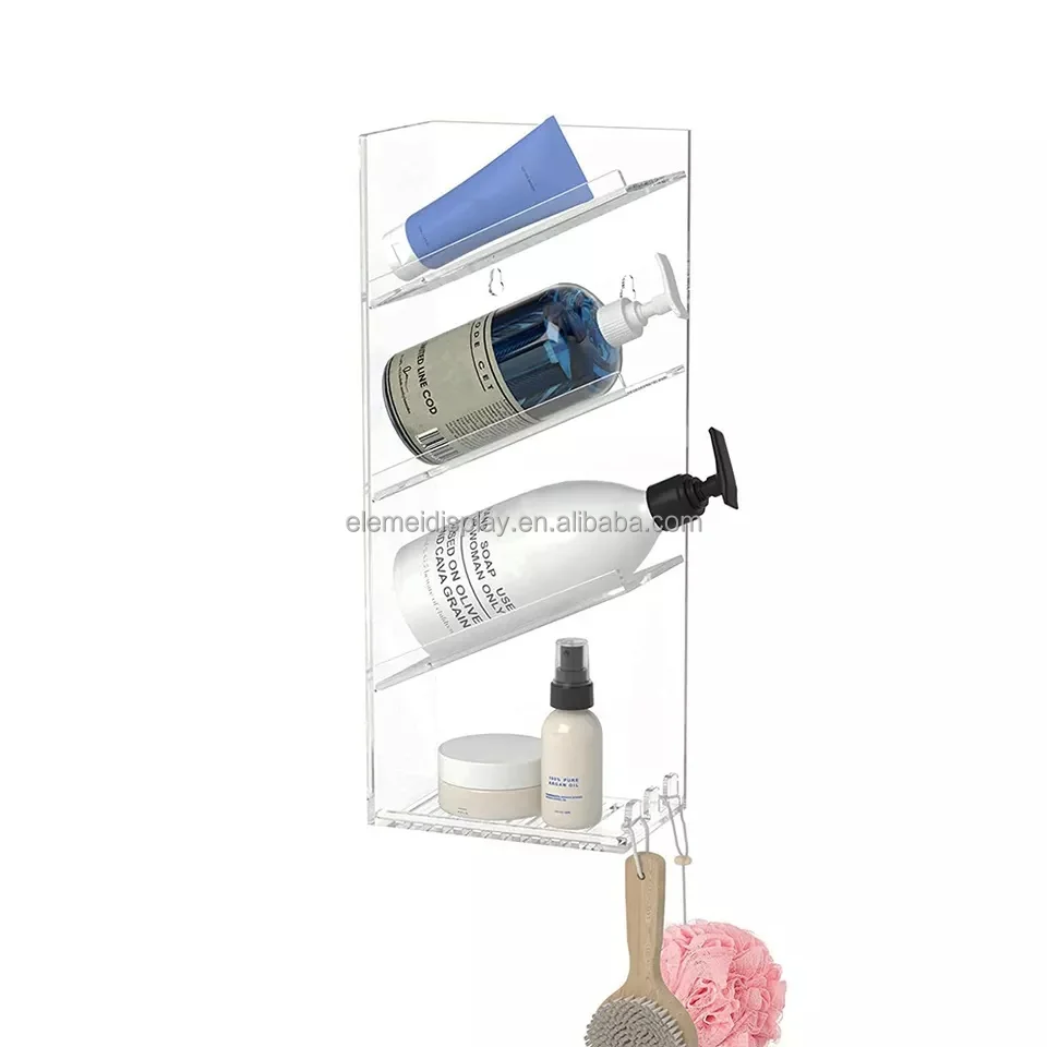 Acrylic Bathroom Organizer Shower Caddy Clear Shampoo Holder Shelf Wall Mounted Acrylic Shower