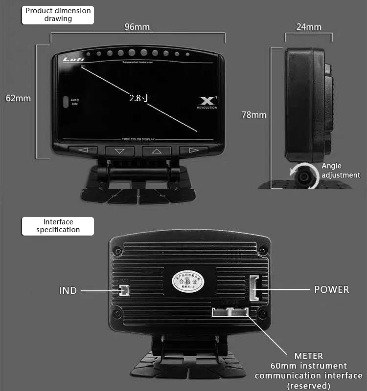 Navihua Lufi X1 OBD2カーゲージブーストスピードメーター Navihua Lufi X1 OBD2カーゲージブーストスピードメーター