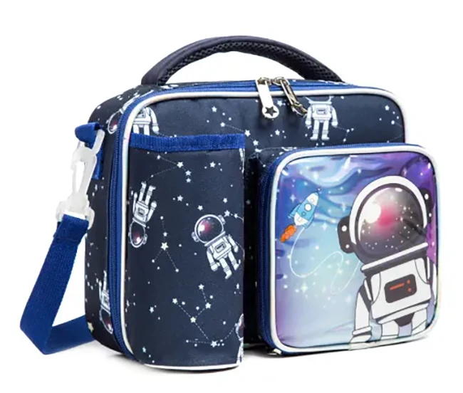 Durable Kids Lunch Bag for Kids 3+ Holds Lunch Box Water Bottle Snacks Easy-Clean Water-Resistant Zippered School Bag Pockets