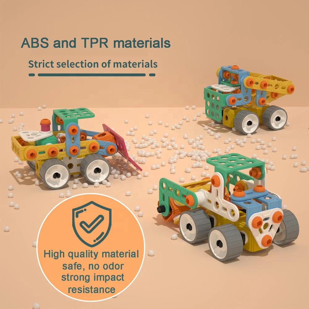 9 in 1 STEM Assemble Toy Kids DIY Building Blocks Set 153pcs Detachable Engineering Car Vehicle Series Screw Assembly Blocks Toy