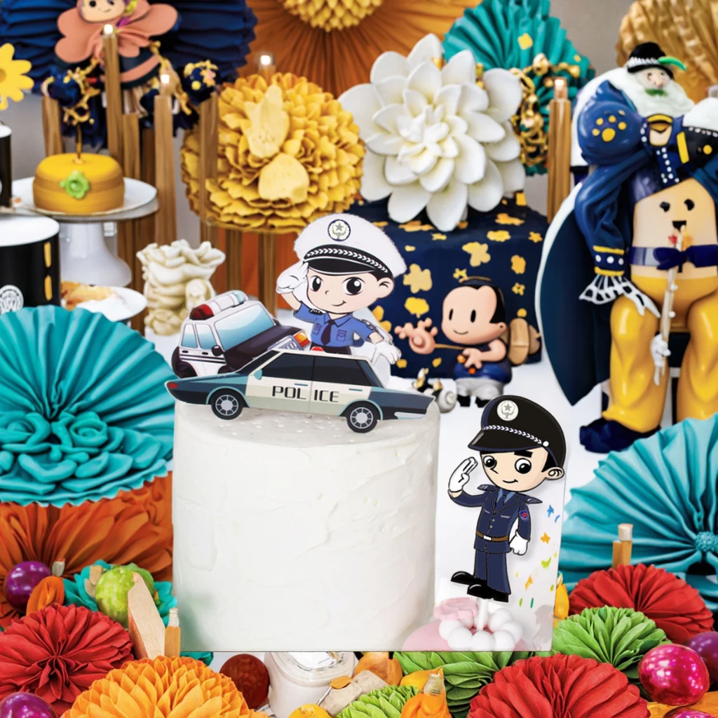 Décoration Gâteau Voiture De Police - 13 Pièces - Anniversaire Enfant Thème Police