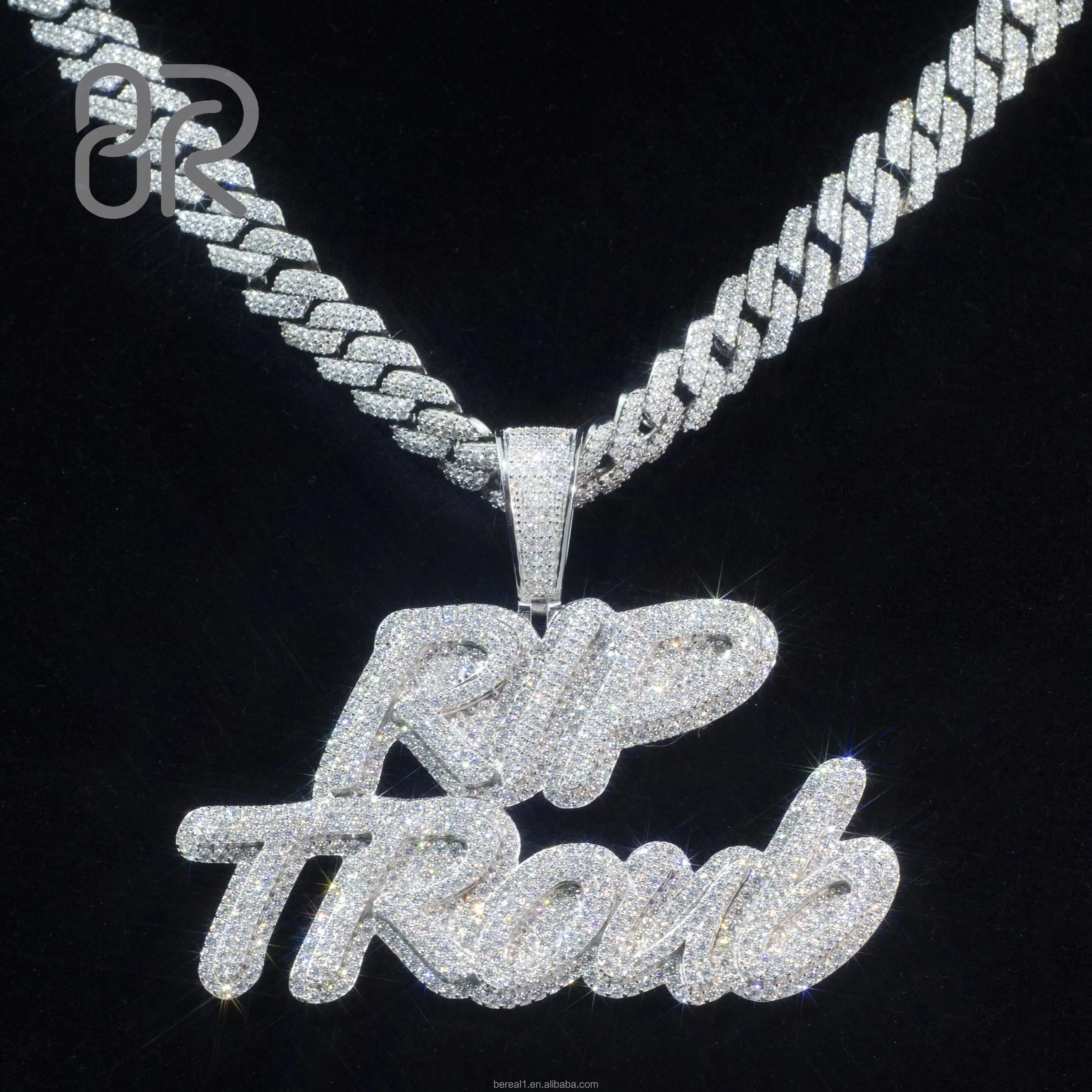 Custom Letter Initial Vvs Moissanite Diamond Pendants 925 Silver Fine