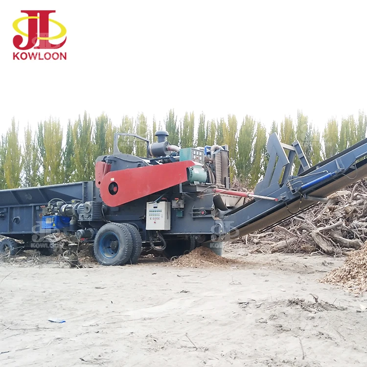 New Type 15 Tons Per Hour Forced Feeding System Stationary / Portable Drum Wood Chipper