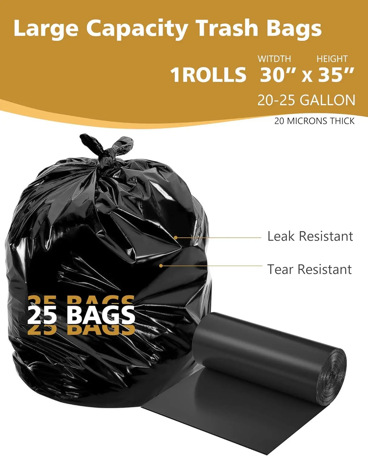 Large Black Heavyduty 5560 Gallon Contractor Trash Bags For Bulk