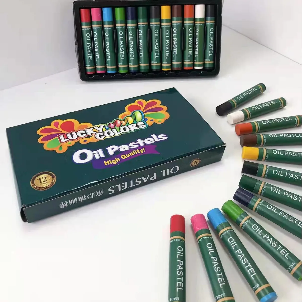 12 Color Heavy Color Oil Pastels Crayons Washable Soft Oil Pastels