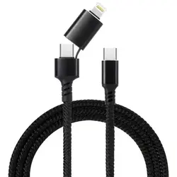 Новый 2 в 1 нейлоновый Плетеный 3а 60 Вт PD Быстрая зарядка USB Type C к Lightning зарядный кабель для передачи данных iPhone