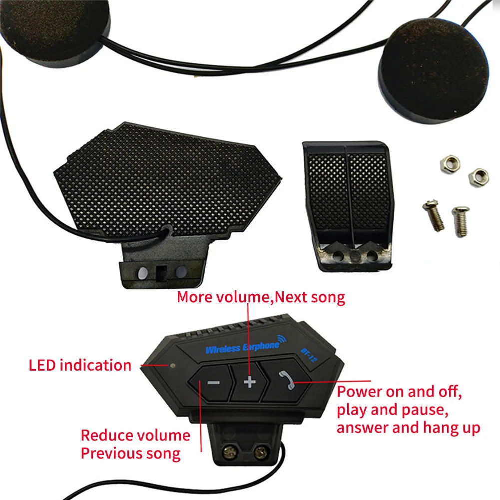 Waterproof Bluetooth Headset BT12 for Motorcycle Helmet with Microphone Support Music Control