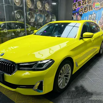 Pvc 1.52*18m Car Color Changing Wrap Vinyl Customization Stickers Crystal Lemon Yellow For Car Body