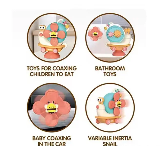 Unisex Spinner Snail Dining Chair for 0-1 Year Olds Cross-Border Baby Table Sucker Toys Fine Plastic Finger Toys Carton