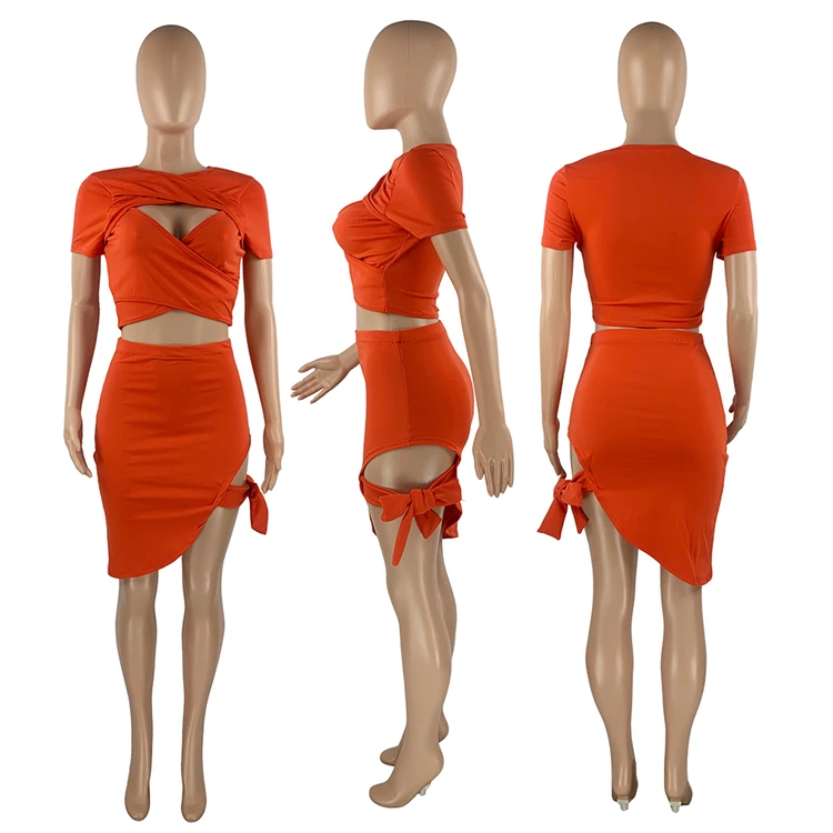 1041215 Wholesale Fashion Women Clothes 2021 Summer Two Piece Skirt Set