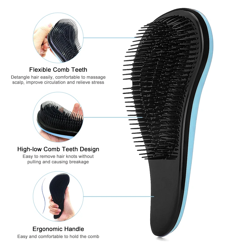 Plastic Anti Static Tangle Hair Extension Brush Large Detangler Hairbrush Detangling Brush For