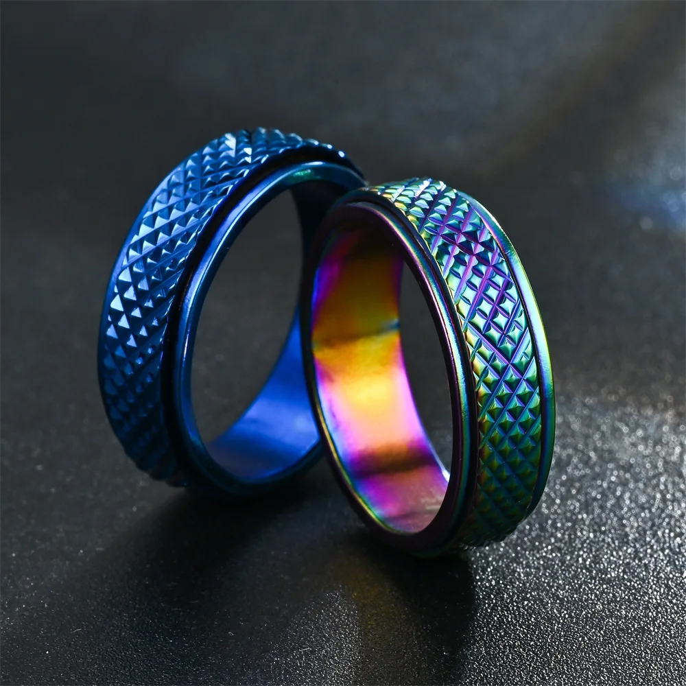 2024 Diamond Snake Skin Pattern Rotating Ring Stainless