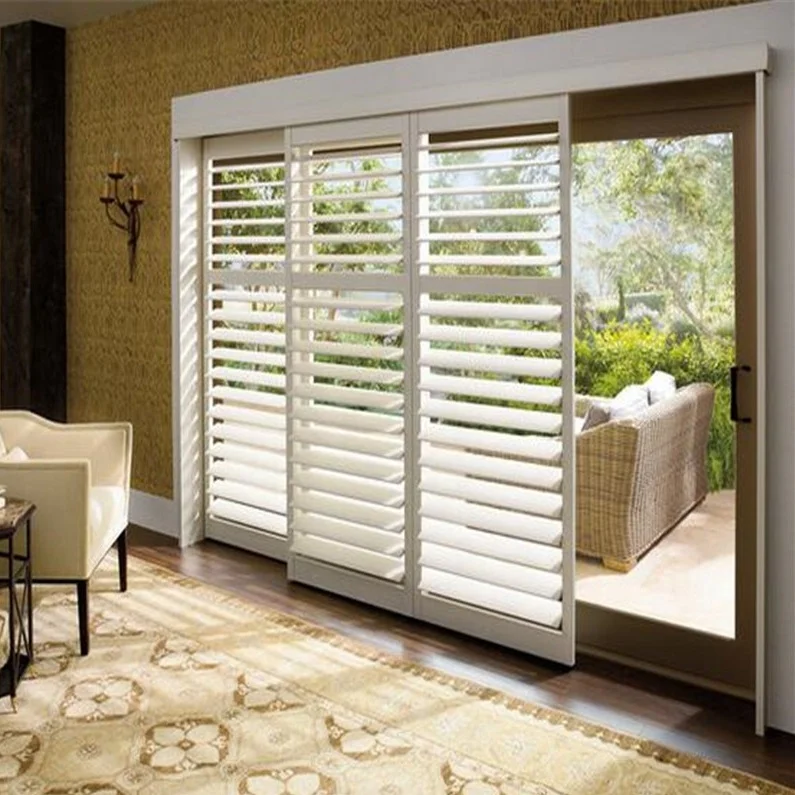 Factory Direct Custom Window Louver Plantation Shutters for Sliding Glass Doors