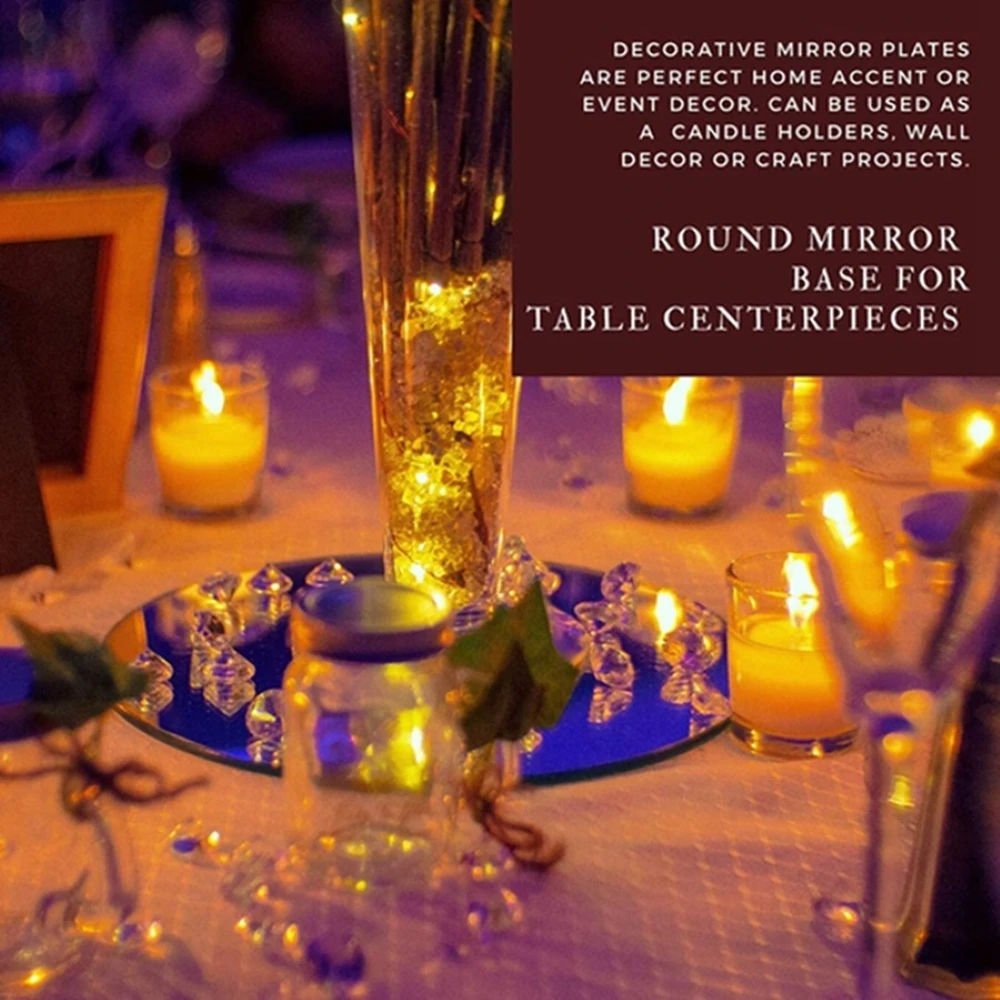 Acrylic Mirror Circular Tray Wedding Party Mirror Tray Tabletop