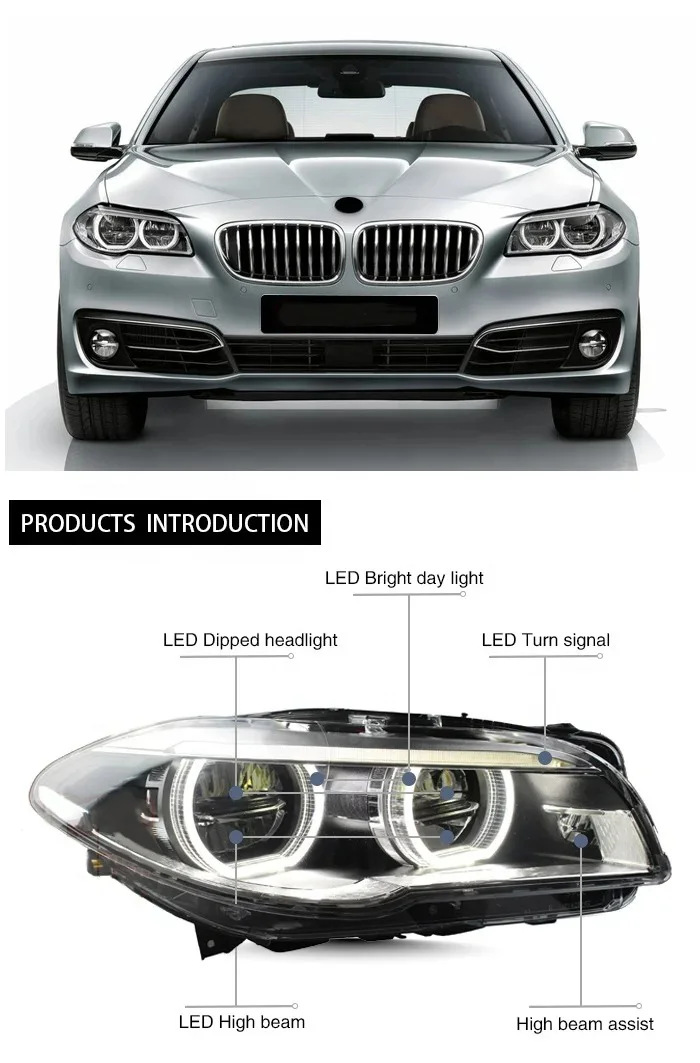 product modified head light led lamp for bmw f10 f18 m5 headlight car accessories 2011   2017 f10 light plug and play front lights499-7