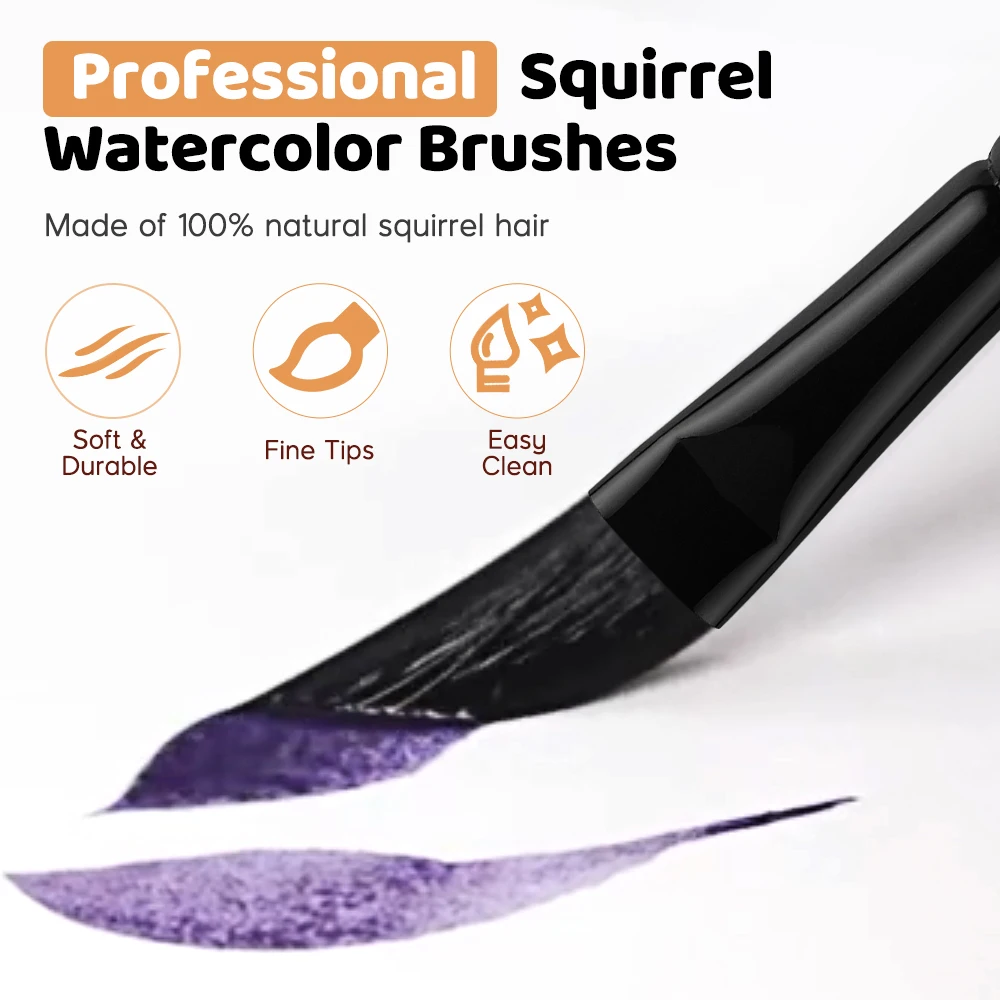 Fontainebleau 5PCS Dagger Squirrel Brush Painting Set Wooden Handle Artist Brush Grade Wholesale Watercolor Art Paint Brush Set