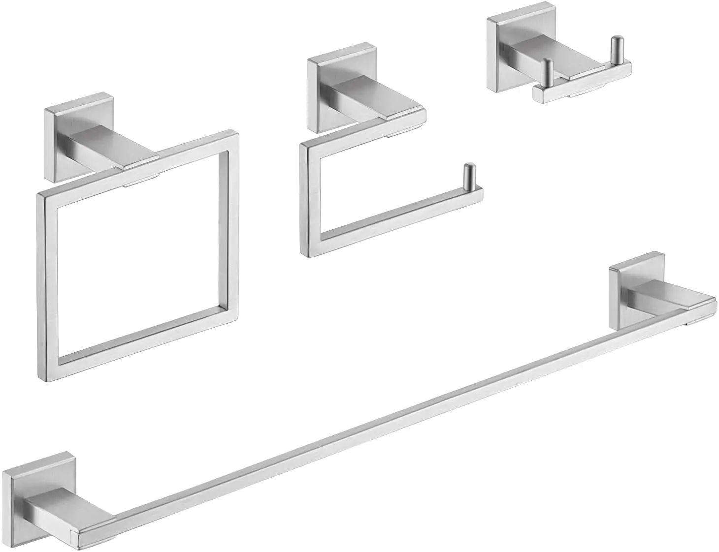 Modern Square Bathroom Accessories Set Brushed Nickel Wall Mounted High Quality