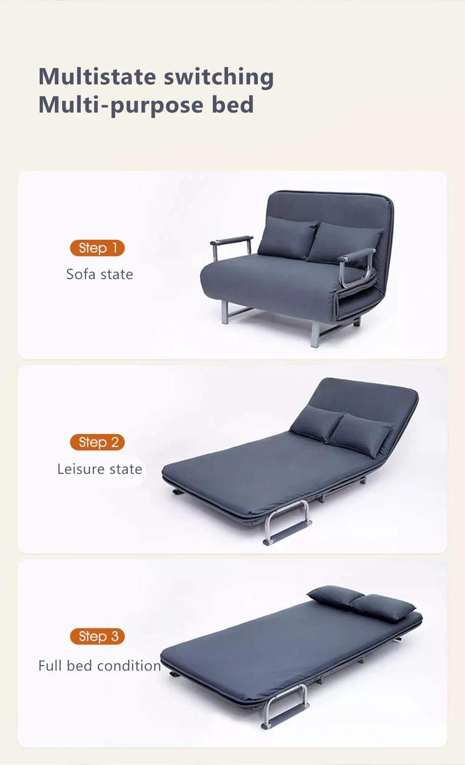 Modern Furniture Fabric Sofa Bed With Metal Frame Folding Sofa Bed ...