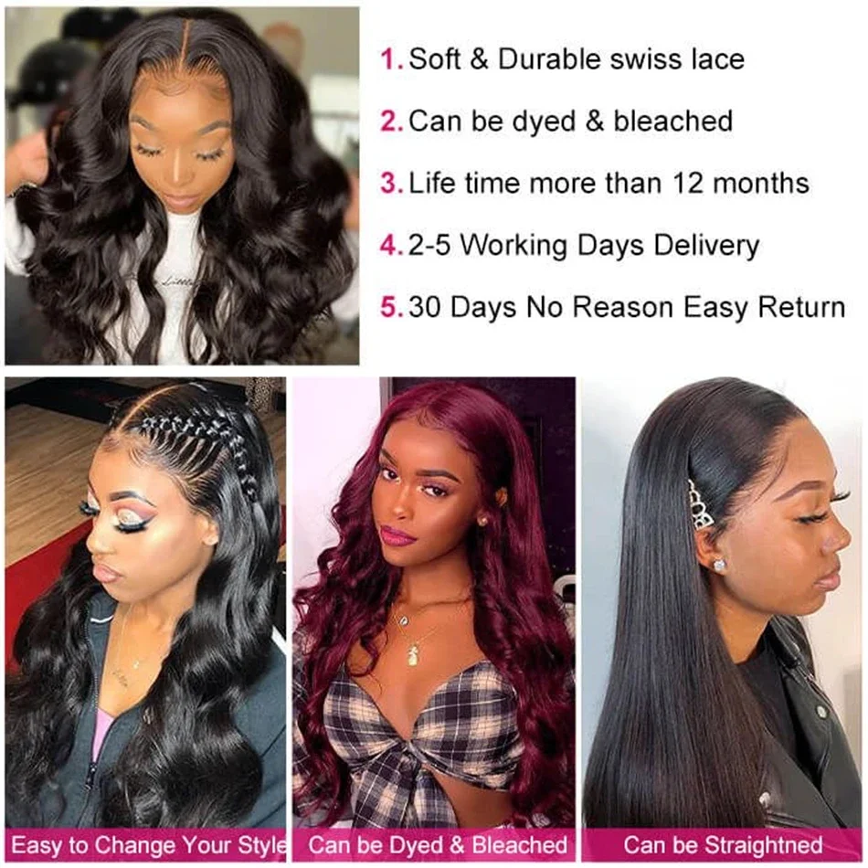 30 Inch Body Wave Lace Frontal Wig Transparent Lace Front Human Hair Wigs For Women Remy Peruvian Raw Wavy Pre Plucked_voghion.com