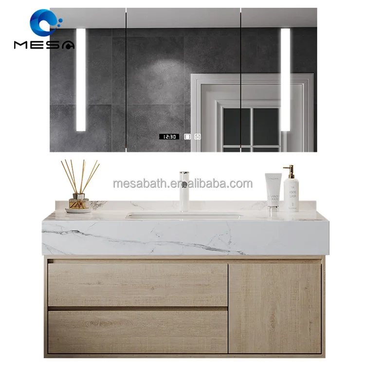 Modern Bathroom Wall Mounted Drawers - Slate Cabinet